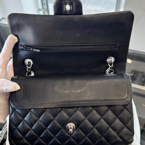 Chanel Medium Classic Double Flap Quilted Lambskin Handbag Black - Picture 6 of 10
